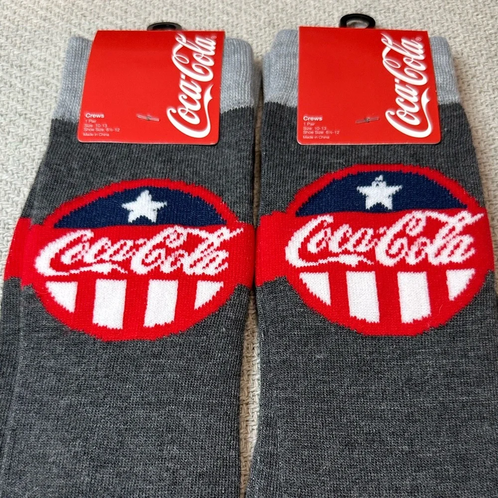 Coca-Cola Socks NWT 2 Pairs Matching Vintage Unisex Gray Soda Coke